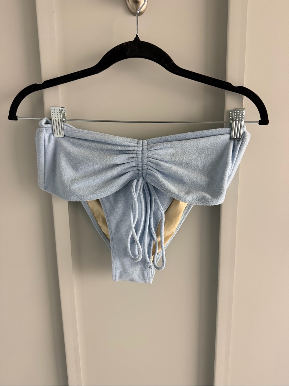 FAITHFULL THE BRAND Light Blue Towel Texture Bikini Bottoms - Size Large